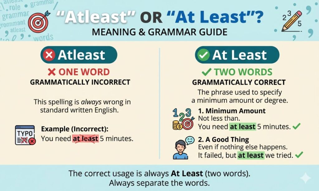 Atleast or At Least Meaning Grammar