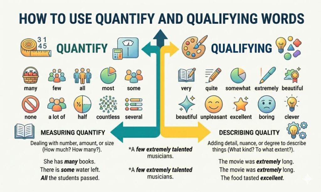 How To Properly Use Quantify and Qualifying Words In A Sentence