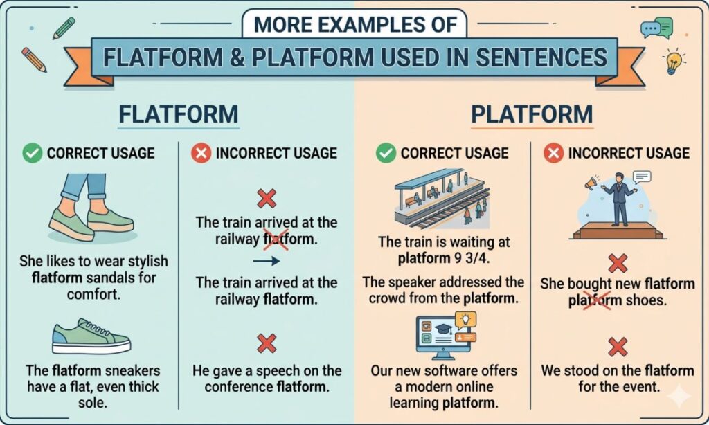 More Examples Of Flatform & Platform Used In Sentences