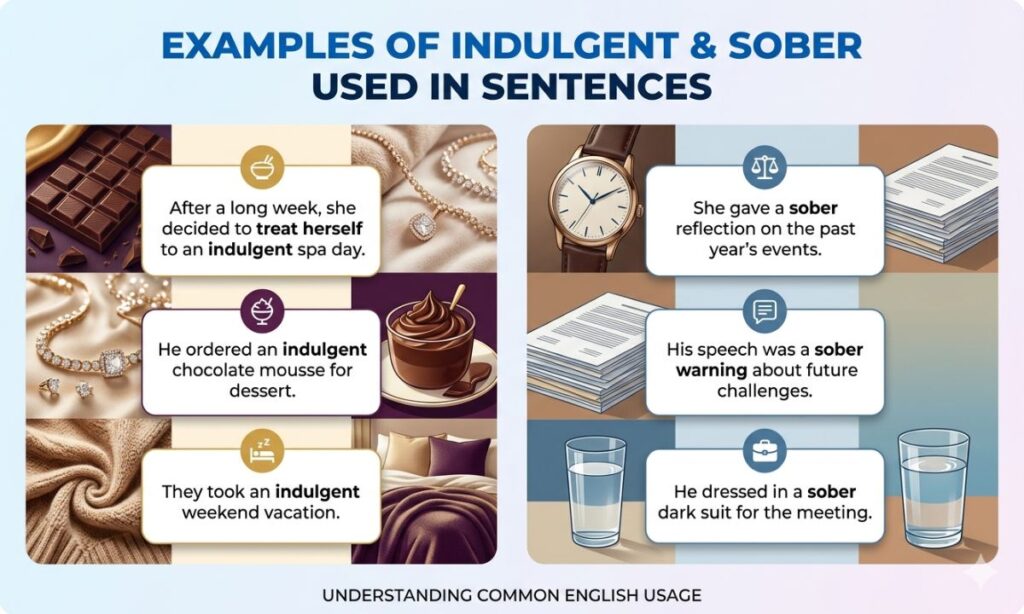 More Examples Of Indulgent & Sober Used In Sentences