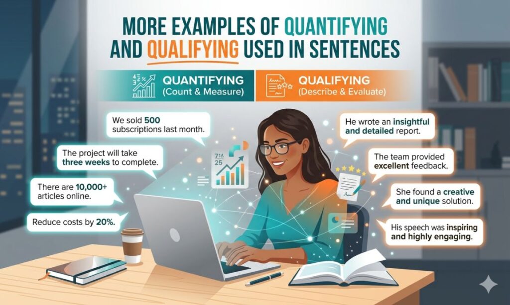 More Examples Of Quantify and Qualifying Used In Sentences