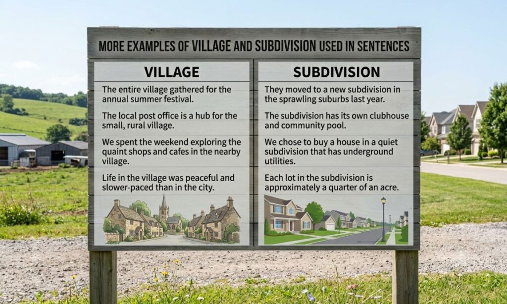 More Examples Of Village and Subdivision Used In Sentences