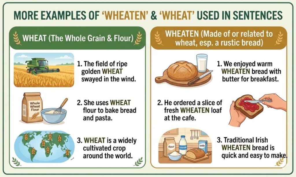 More Examples Of Wheaten & Wheat Used In Sentences