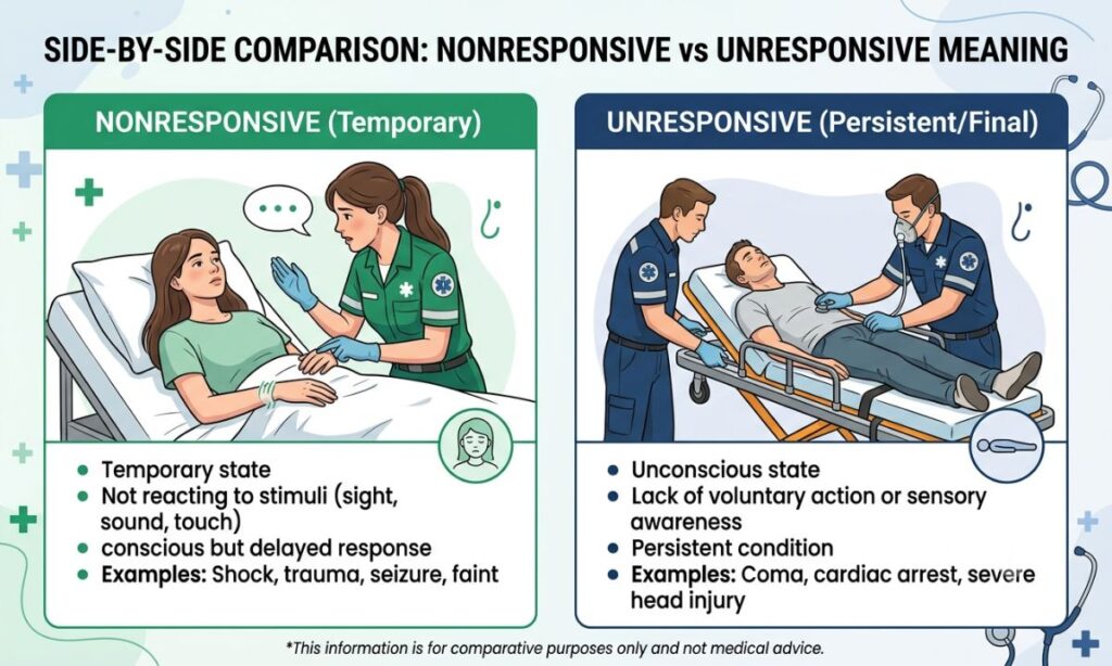 Side-by-Side Comparison Nonresponsive vs Unresponsive Meaning